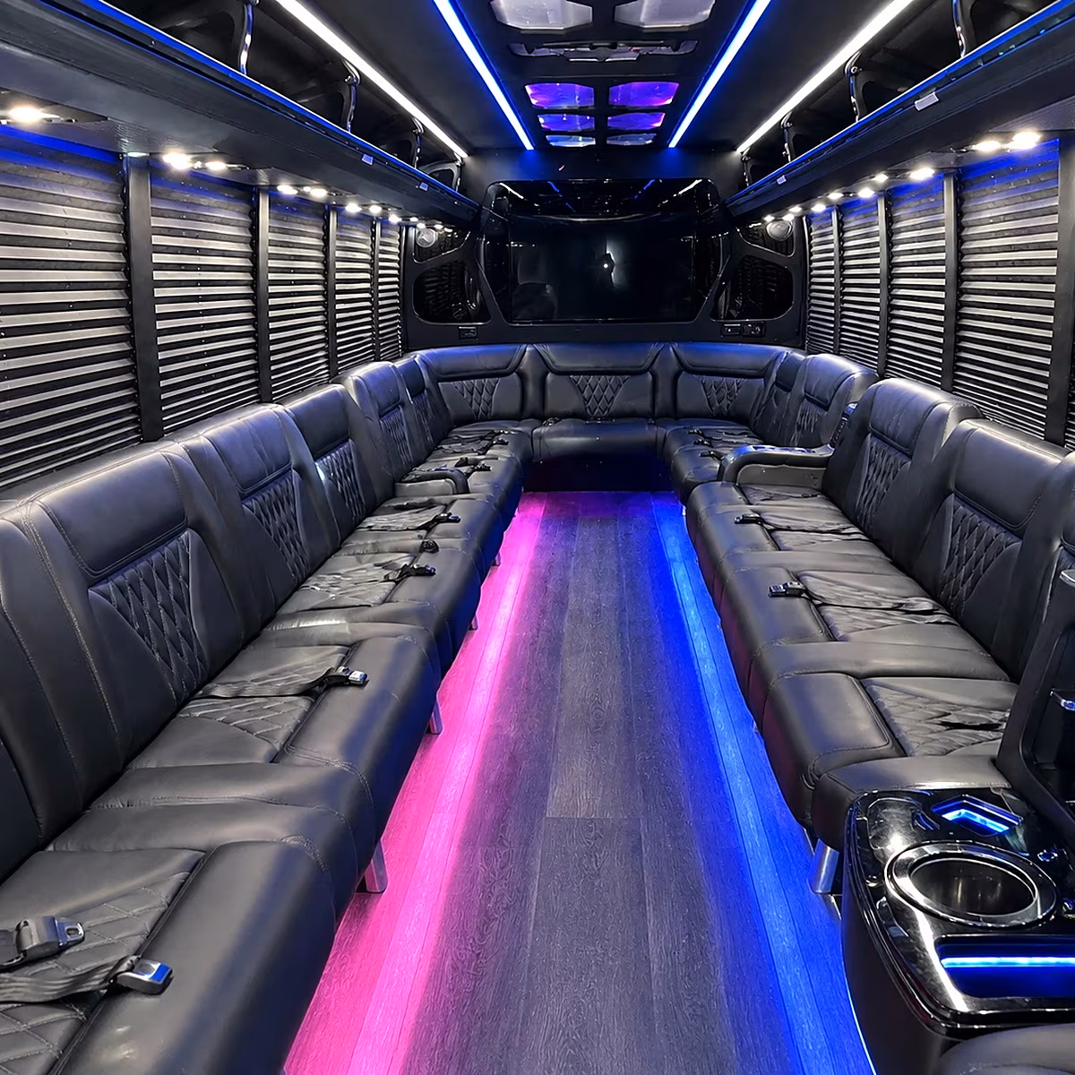 Jacksonville Wedding Transportation party bus interior